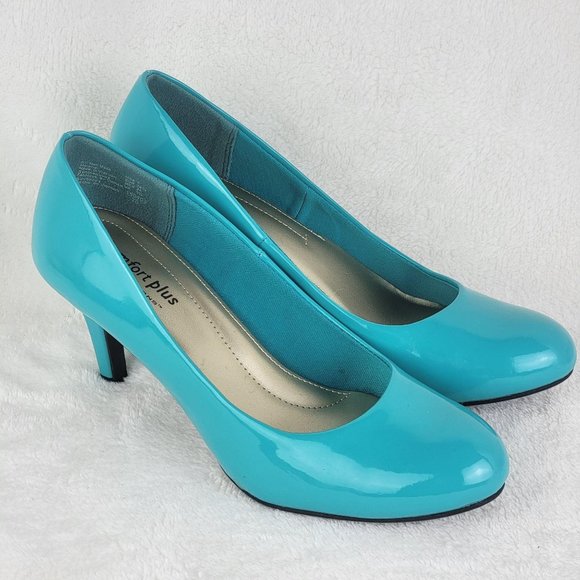 Comfort Plus Teal Patent High Heel Pumps Size 7